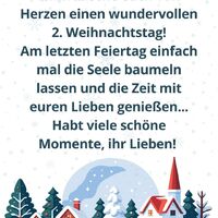 Ein verschneites Dorf bei Nacht lädt zu besinnlichen Weihnachtsmomenten ein.